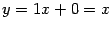 $ y=1x+0=x$