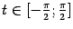 $ t\in[-\frac{\pi}{2};\frac{\pi}{2}]$