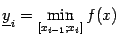 $ \ul{y}_i=\min\limits_{[x_{i-1};x_i]}f(x)$
