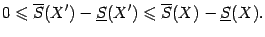 $\displaystyle 0\leqslant \ov S(X')-\ul S(X')\leqslant \ov S(X)-\ul S(X).$