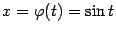 $ x={\varphi}(t)=\sin t$