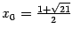 $ x_0=\frac{1+\sqrt{21}}{2}$