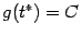 $ g(t^*)=C$