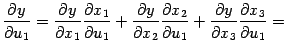$\displaystyle \frac{\partial y}{\partial u_1}= \frac{\partial y}{\partial x_1}…
…artial u_1}+ \frac{\partial y}{\partial x_3}\frac{\partial x_3}{\partial u_1}=$