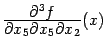 $ \frac{\textstyle{\pat^3f}}{\textstyle{\pat x_5\pat x_5\pat x_2}}(x)$