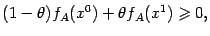 $\displaystyle (1-{\theta})f_A(x^0)+{\theta}f_A(x^1)\geqslant 0,$