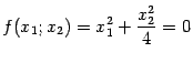 $\displaystyle f(x_1;x_2)=x^2_1+\frac{x_2^2}{4}=0$