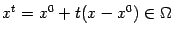 $\displaystyle x^t=x^0+t(x-x^0)\in{\Omega}$