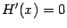 $ {H'(x)=0}$