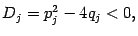 $\displaystyle D_j=p_j^2-4q_j<0,$
